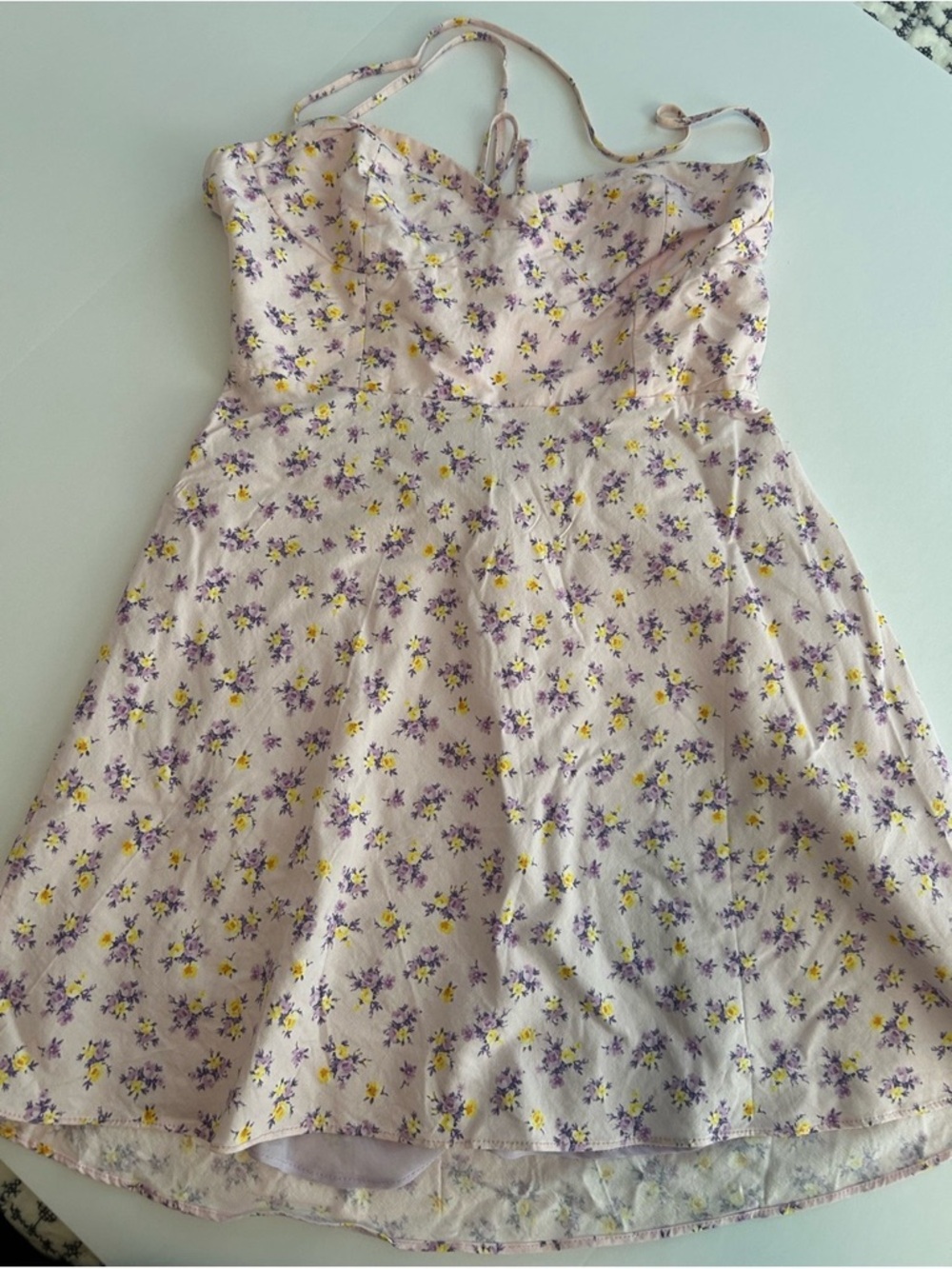 Zara Lavender Floral Midi Dress with Yellow Accents
